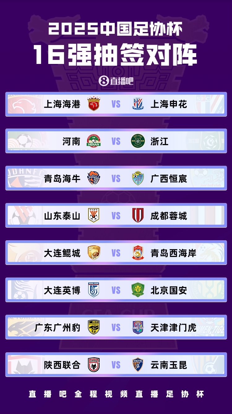 记者：申花足协杯征程有难度，要客战海港&如进半决赛还是客场